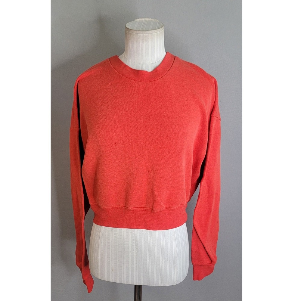 Reformation Cropped Sweatshirt XS Red Modal Blend Fleece Crewneck Women FLAWS